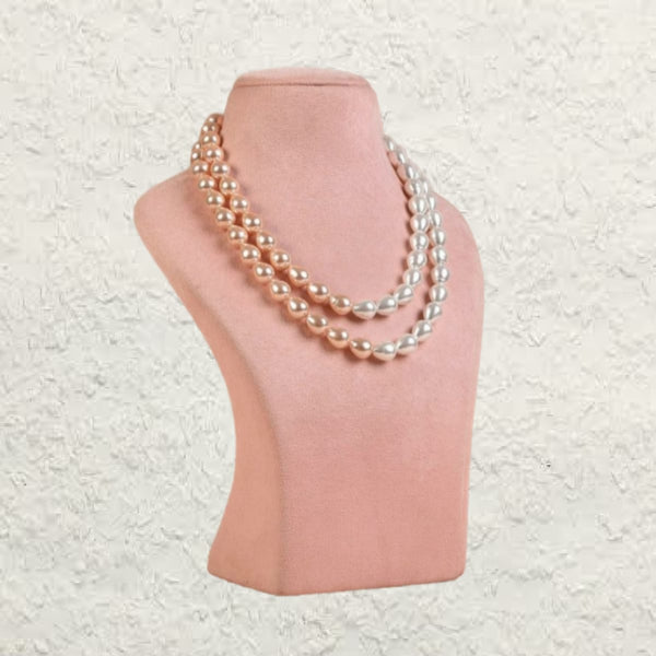 Cheerful Peach Pearl Droplet Necklace
