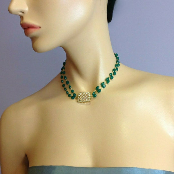 Gracious Green with Lovely Pendant Choker Necklace