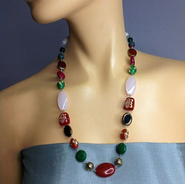 Spellbinding Green and Red Enamel Necklace
