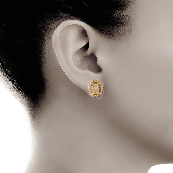 Stunning Crystal Ovate Stud Earrings