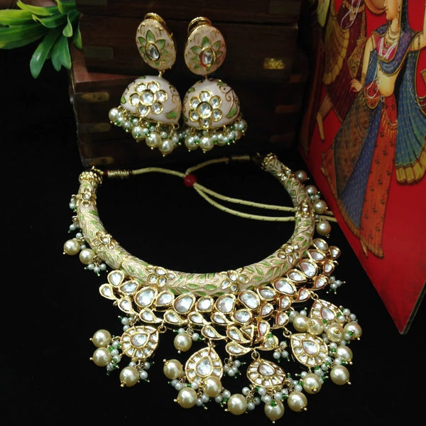 Marvellous Beautiful Meenakari With Kundan Choker Necklace Set