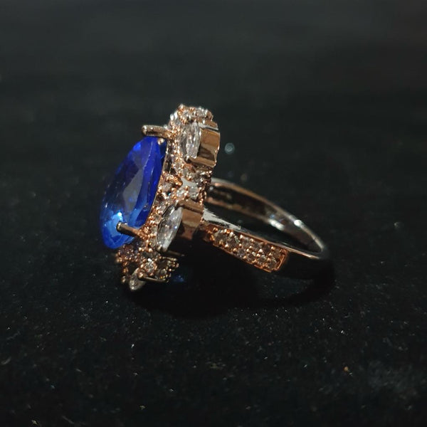 Sapphire Blue Zircon Rose Gold Ring
