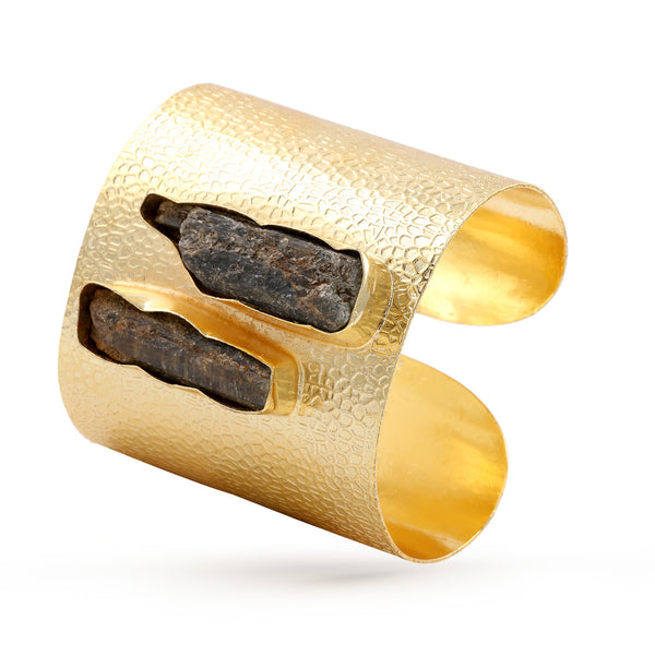 Black stone and Gold Plated Bangle Bracelet