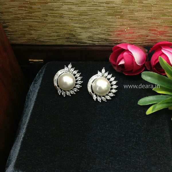 Pleasing Pearl In Crystal Stud Earrings