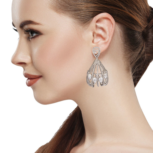 Sparkly dangly cage Long Earrings