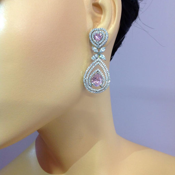 Queenly Divine Magenta Pink Crystal Earrings