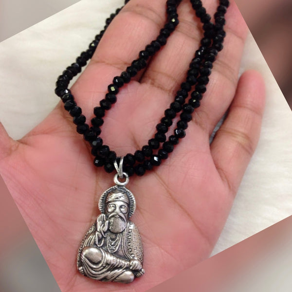 Serene Blessings of Guruji Pendant Black Necklace