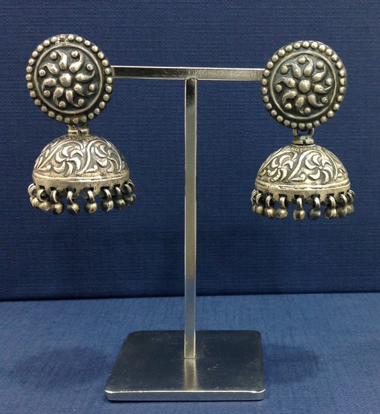 Real Silver Eclipse Jhumka Earrings