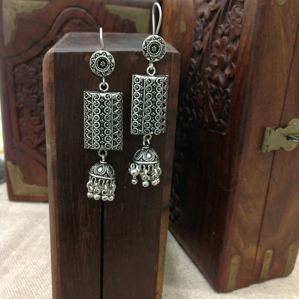 Vintage Silver Charm Long Earrings