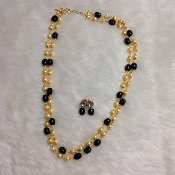 Beauteous Black with Golden Pearl Necklace Set