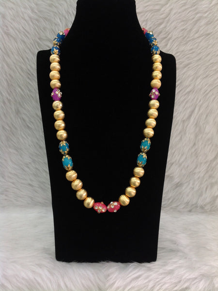 Glorious Golden Beads with Mix Enamel Beads Necklace