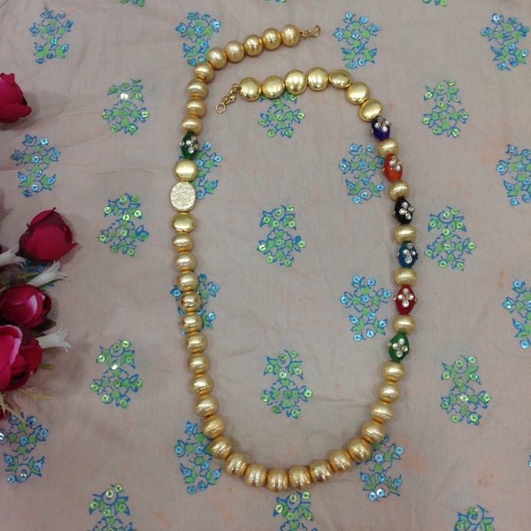 Ravishing Enamel Beads With Golden Necklace