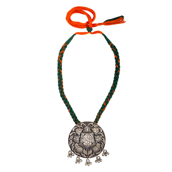 Ganesha Black Overlay Medallion Temple Necklace