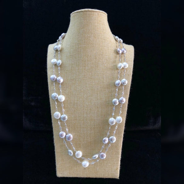Two Stranded Mauve Shell Pearl Necklace