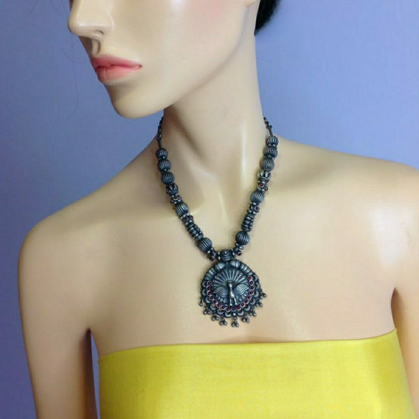Amazement Of Peacock Pendant Silver Necklace