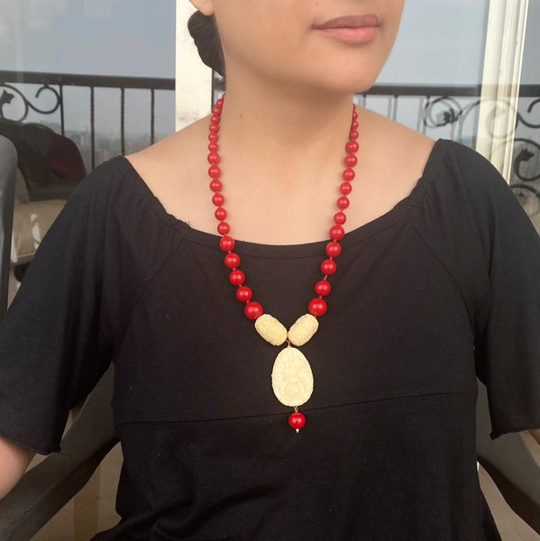 Red Synthetic Coral Beads Necklace