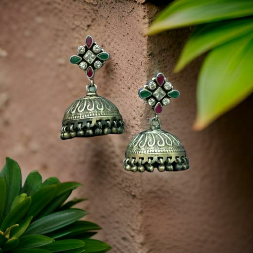 Silver Sparkle Fiesta Jhumka Earrings