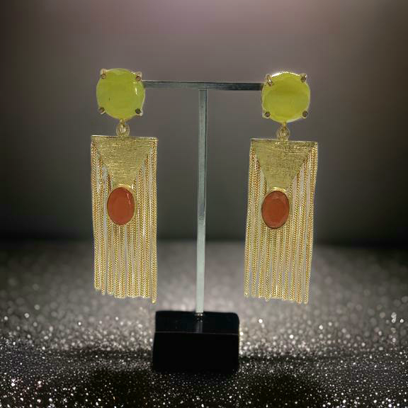 Charming Lime and Orange Dressy Long Earrings