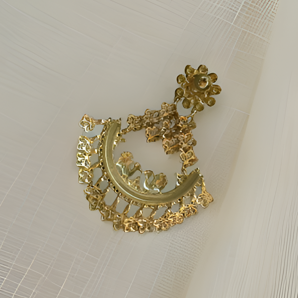 Ethnic Gold Peacock in the Half Moon Chandbali Earrings