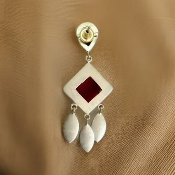 Indigo and Red shaded Leaf Dangler Earrings