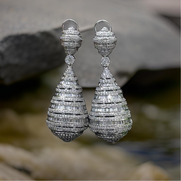 Antique Cubic Zircon Studded Long Earrings