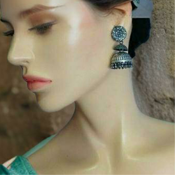 Real Silver Splendour Jhumka Earrings