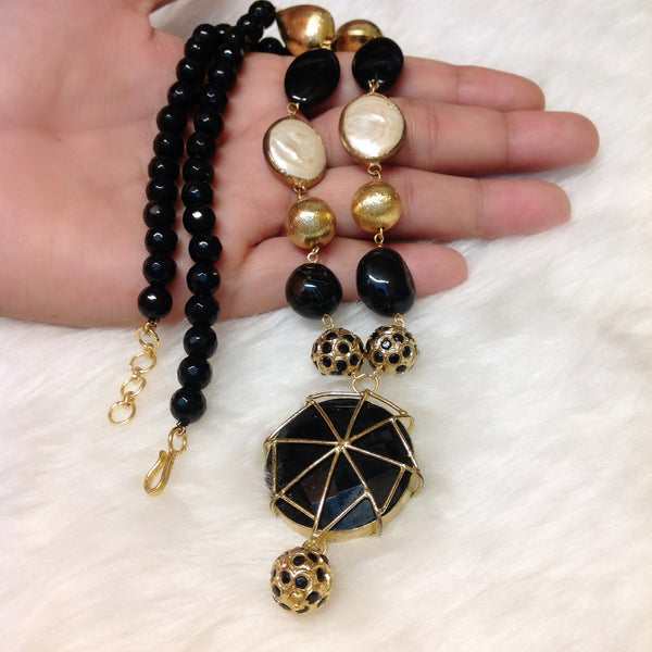 Captivating Black and Gold with MOP Necklace
