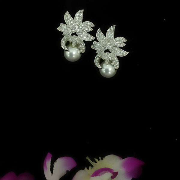 Divine Cubic Zircon with Pearl Earrings