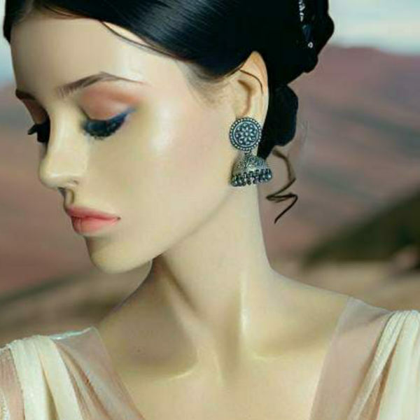 Real Silver Eclipse Jhumka Earrings