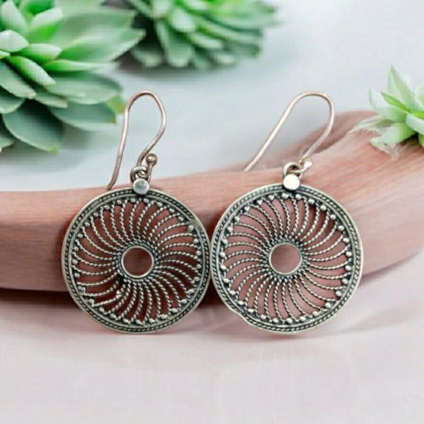 Silver Wheel Earrings