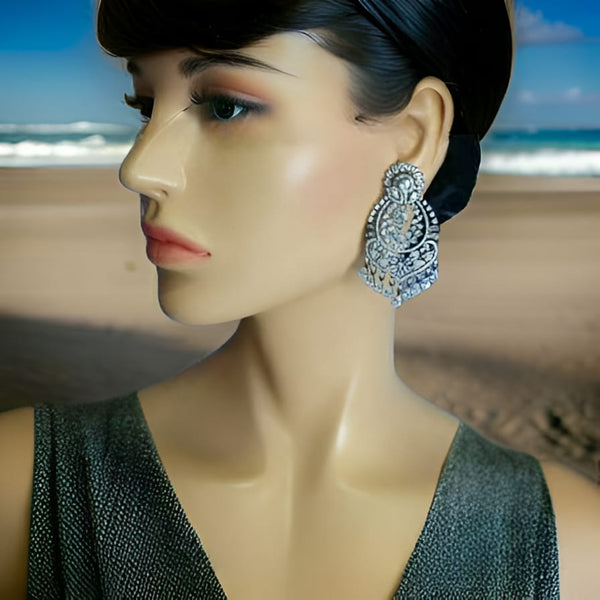 Stunning CZ Floral Chandbali Earrings