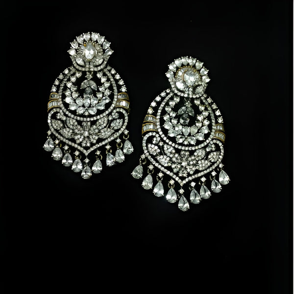 Stunning CZ Floral Chandbali Earrings