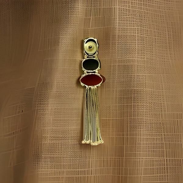 Green Grey and Red Long Dressy Earrings
