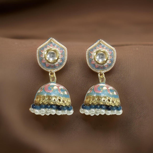 Cerulean Blue Enamel Jhumka Earrings