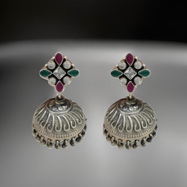 Silver Sparkle Fiesta Jhumka Earrings