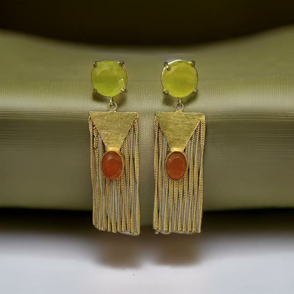 Charming Lime and Orange Dressy Long Earrings