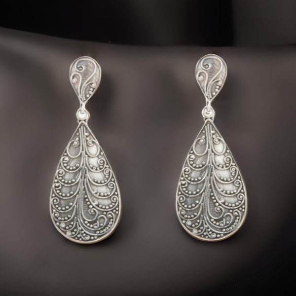 Silver Ethnic Drop Earrings