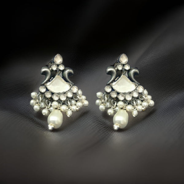 Arc of Beauty Pearl and Silver Drop Earrings