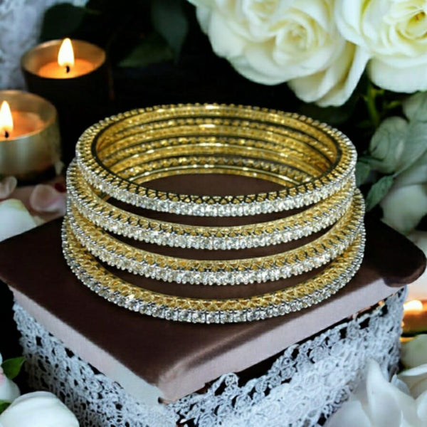 Exquisite Golden And Crystal Bangles