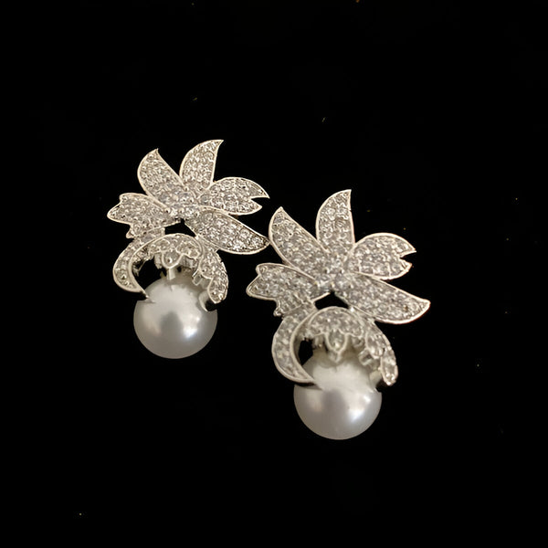 Divine Cubic Zircon with Pearl Earrings