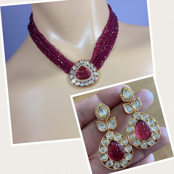 Radiant Ruby Red Pendant Choker Necklace Set