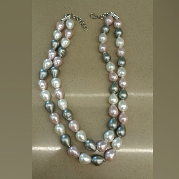 Triple Shades of Pearl Droplet Necklace