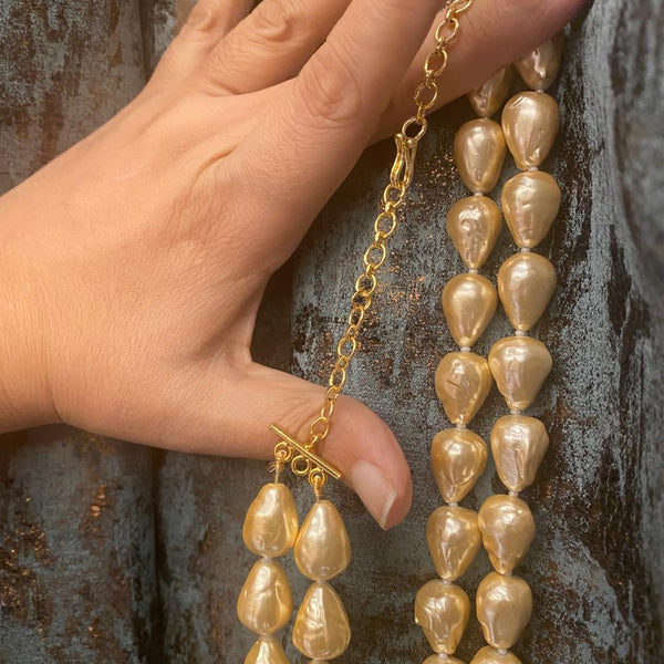 Tincup Golden South Sea Pearl Necklace with 14 karat Gold Chain