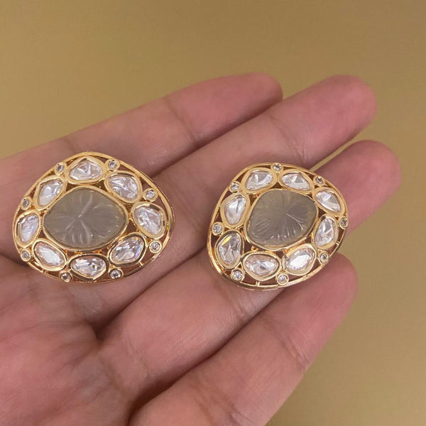 Waves of Kundan in Reuleaux Triangle Stud Earrings