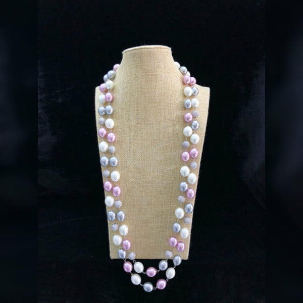 Pink Metallic and Pearl Necklace