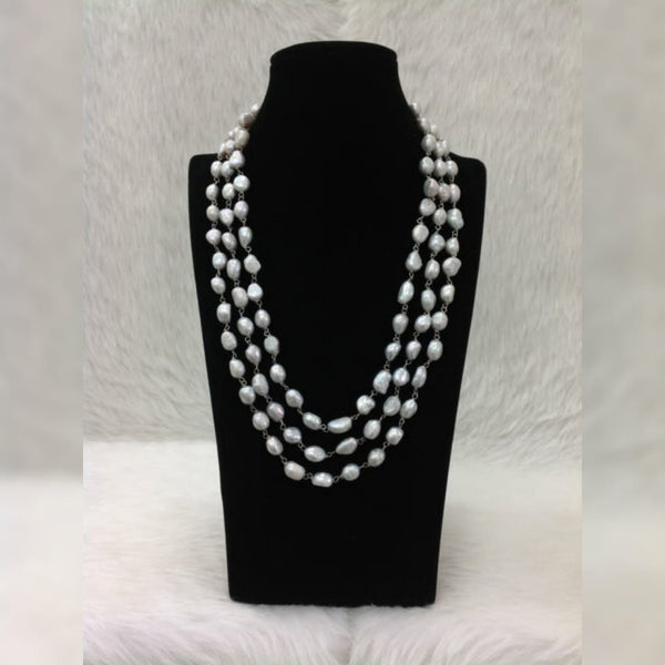 Gorgeous Grey Three Stranded Freshwater Pearls Necklace