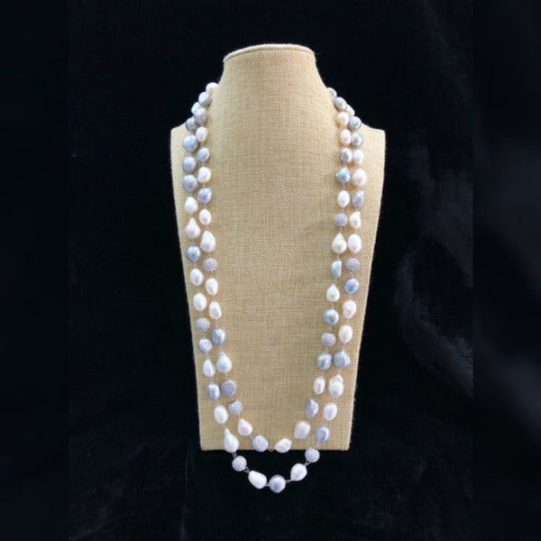 Silvery White Pearls Necklace