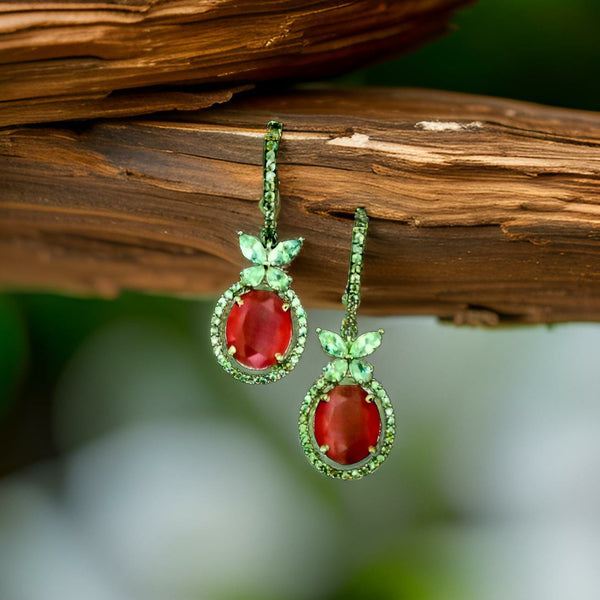 Scarlet Red Butterfly Cubic Zirconia Earrings