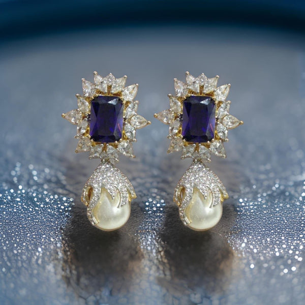 Crystalline White Purple Plum Earrings