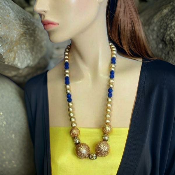 Azure Blue  Golden With Geru Necklace